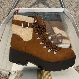 SODA Russet Faux Fur Boots
